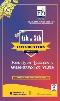 Elizade University 4th and 5th Convocation Ceremony Announced