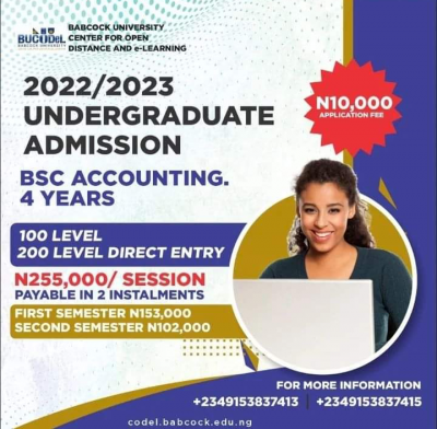 Babcock University Centre for Open Distance and e-Learning (BUCODeL) Admission, 2023/2024