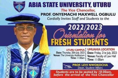 ABSU Orientation Exercise for New Students, 2022/2023 Session