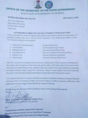 Kogi State Government Finally Releases Kogi State University Student Union Government List