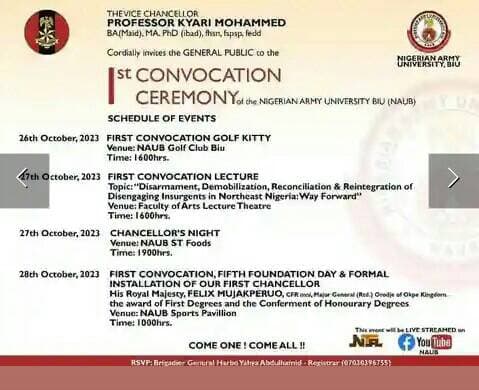 NAUB 1st Convocation Ceremony: Schedule of Events Announced