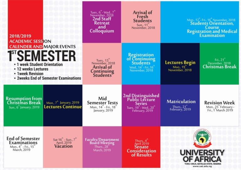 University of Africa Toru Orua Bayelsa, UAT Resumption Date, 2018/2019