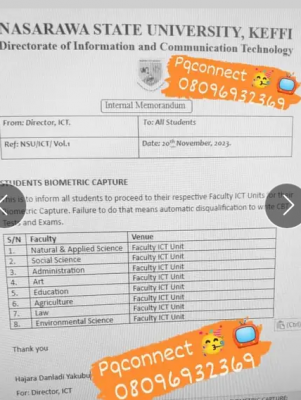 NSUK Biometric Capturing Exercise for All Students