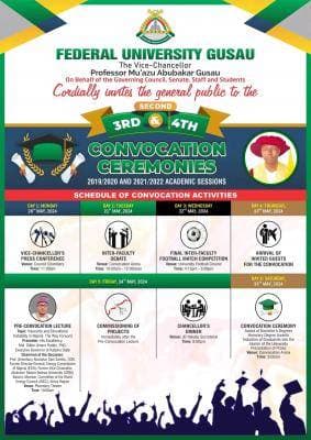 FUGusau 2nd-4th Combined Convocation Ceremony: Schedule of Event