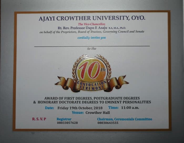 Ajayi Crowther University Postpones Convocation Ceremony, 2020
