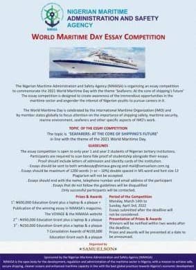 NIMASA World Maritime Day Essay Competition for Nigerian Students