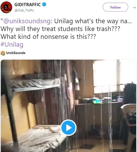 UNILAG Female Hostel Leaks during Heavy Rainfall