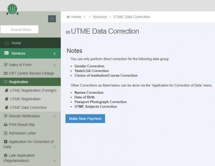 JAMB Change of Course, Institution and Date Correction Guidelines, 2024