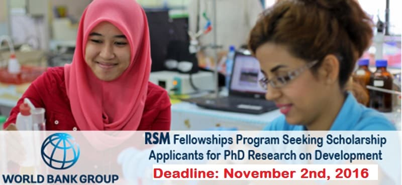 2017 World Bank Robert S. McNamara Fellowships Program for PhD Candidates from Developing Countries