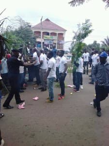 BSU Students Protest Tuition Increment, Barricade School Main Entrance