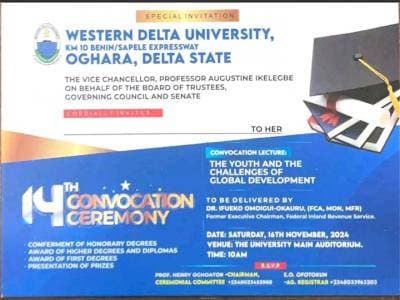 Western Delta University Matriculation Ceremony for 2024/2025 Session