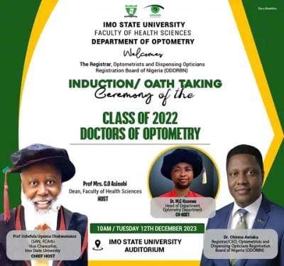 IMSU Induction/Oath Taking Ceremony for Class of 2022 Doctors of Optometry