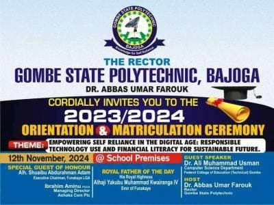 Gombe State Poly Matriculation/Orientation Exercise, 2023/2024