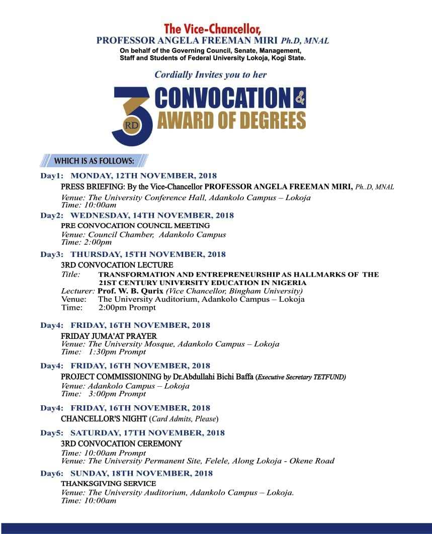 FULOKOJA Convocation Ceremony Programme of Events and Timeline