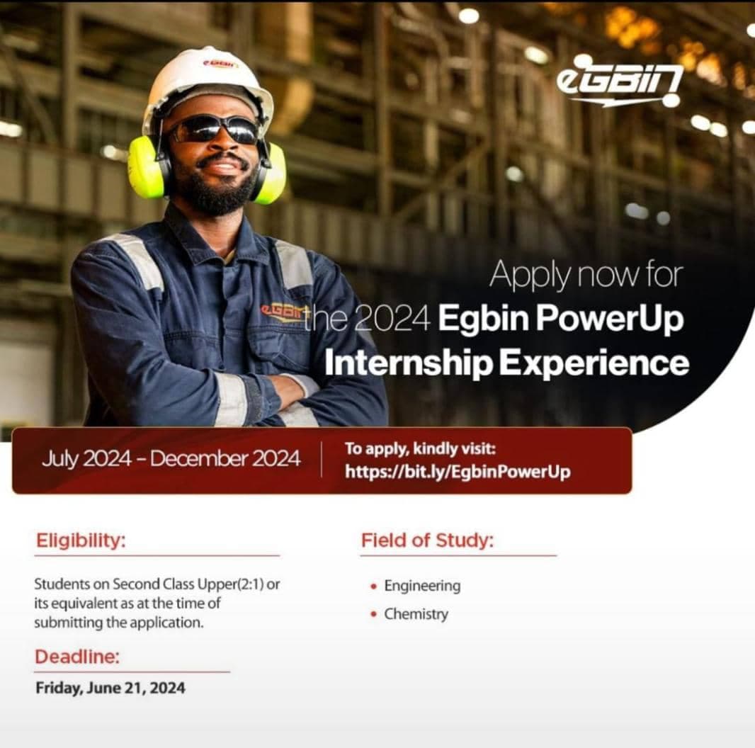 Egbin Power Plc SIWES Programme (Industrial Training) for Undergraduates, 2024