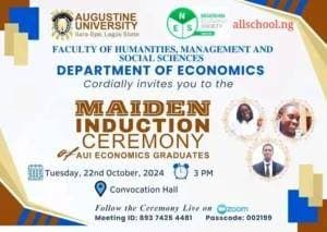 Augustine University Maiden Induction Ceremony Announced for Economics Graduates, 2024