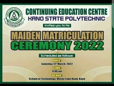 Kano Poly School of Continuing Studies Maiden Matriculation Ceremony