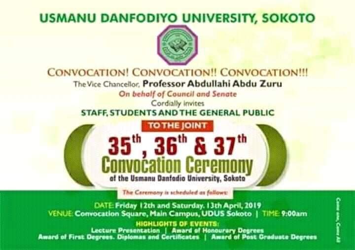 UDUSOK Combined Convocation Ceremony (35th, 36th and 37th): Programme of Events