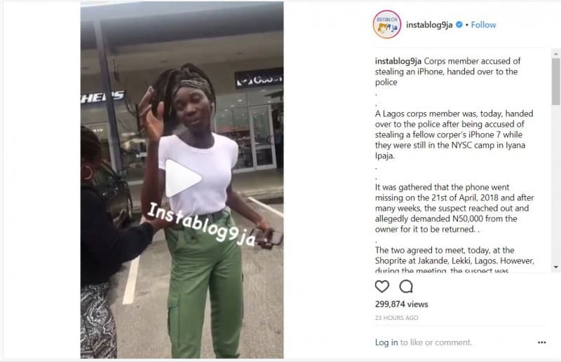 Female Corper Arrested For Stealing iPhone in Lagos State
