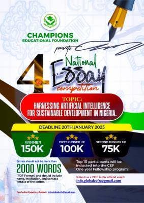 Champions Educational Foundation Essay Competition, 2025