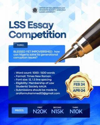 LSS Essay Competition for AAUA’s Law Students