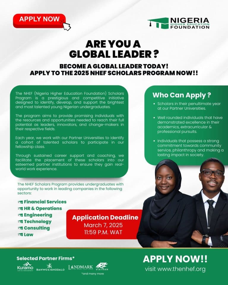 NHEF Scholars Program For Nigerian Undergraduate Students, 2025