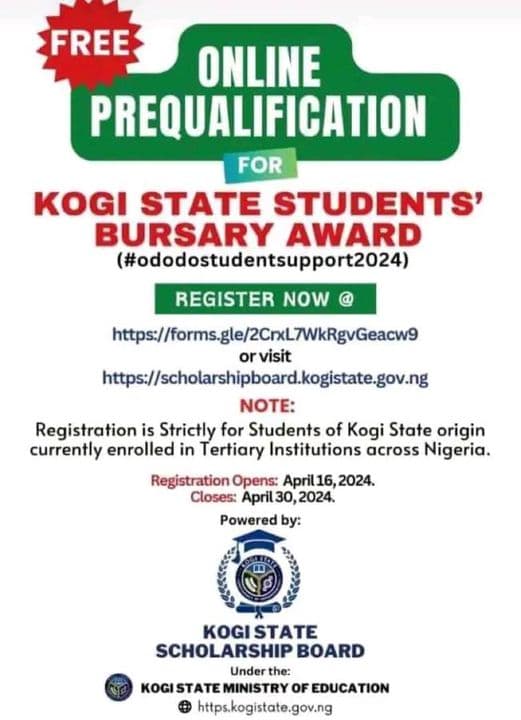 Kogi State Bursary Award for Indigene Students, 2024 | How to Apply